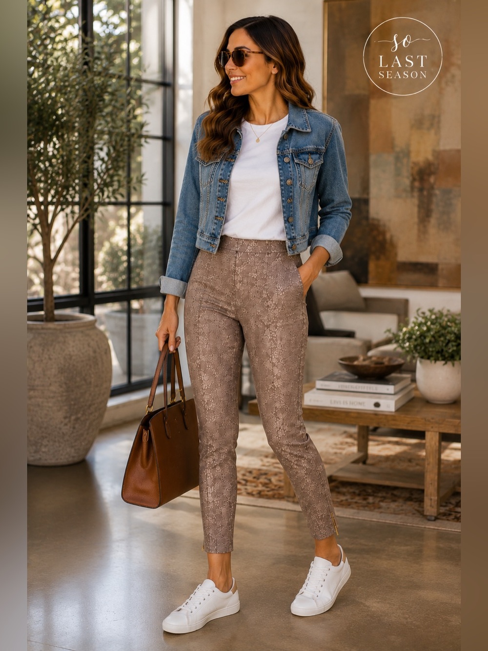 By Anthropologie Snake Print Slim Ankle Zip Pants Taupe Size 27